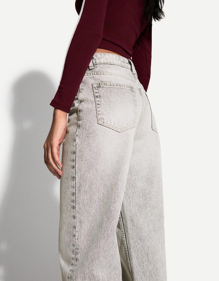 Wide-Leg-Jeans im Straight-Fit-Grau-2