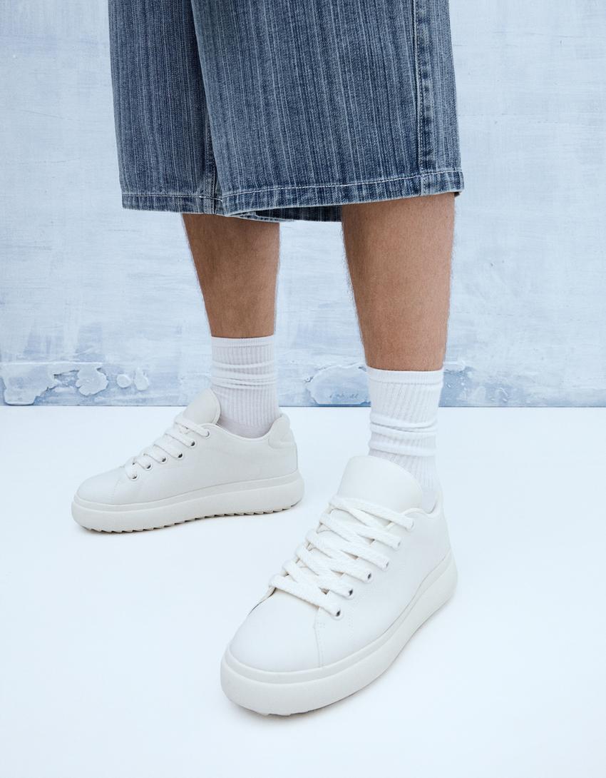 حذاء رياضي رجالي سميك-أبيض-2