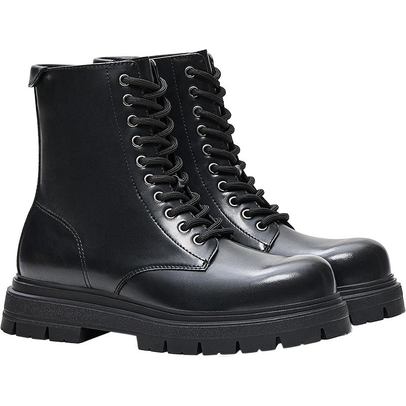 LACE-UP ANKLE BOOTS — BLACK