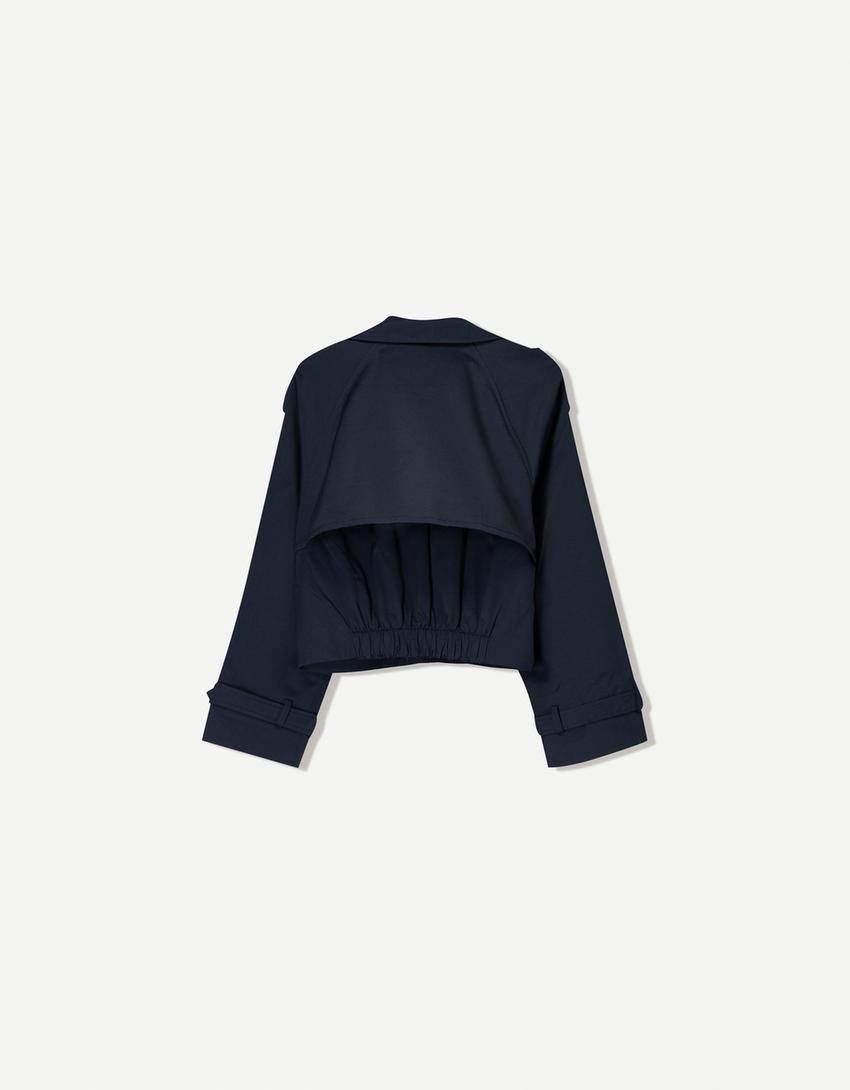 Korte trenchcoat-Marineblau