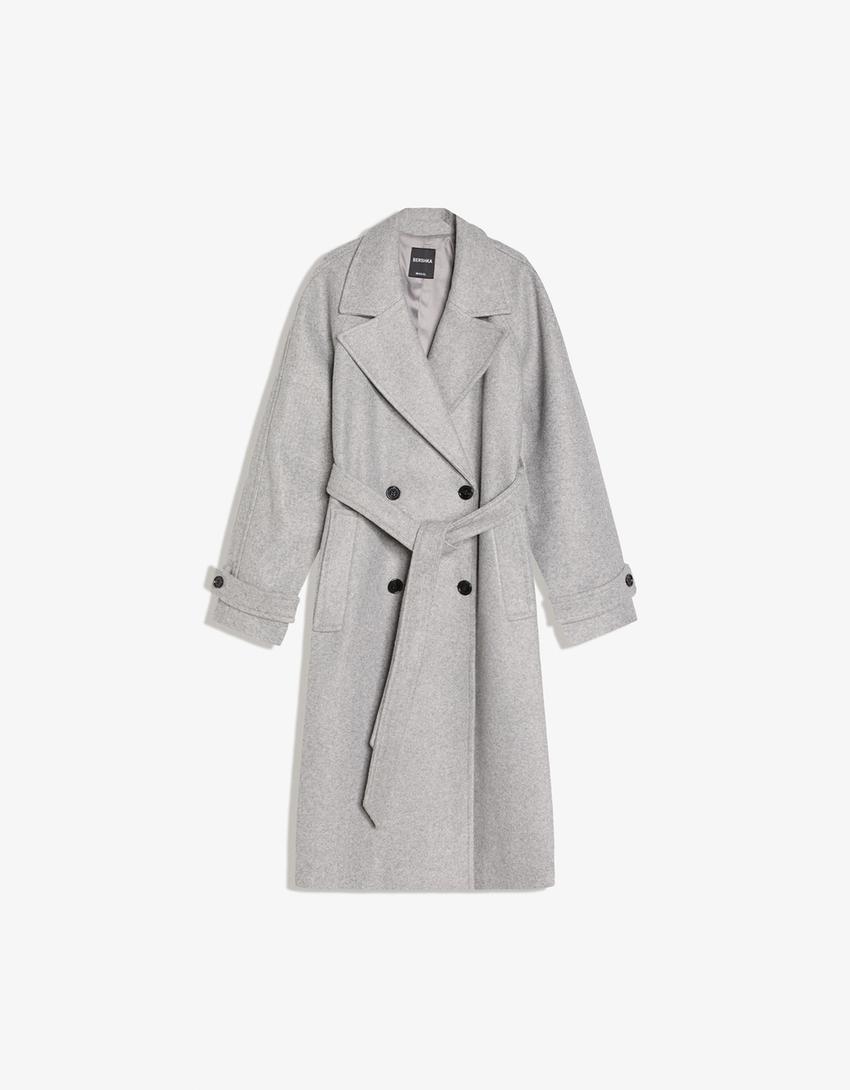 Abrigo trench soft cinturón-Gris