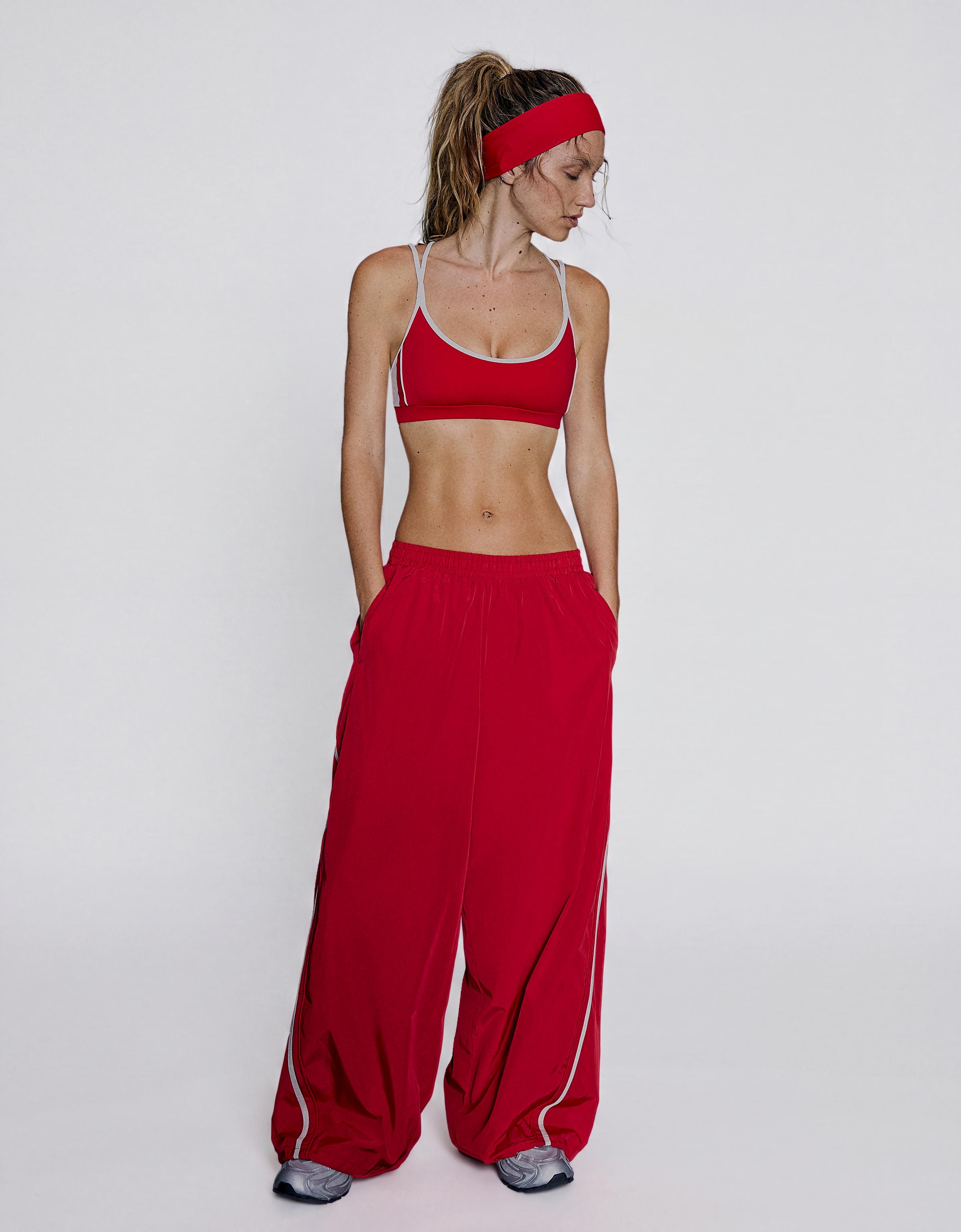 Breathable & Quick Dry contrast technical fabric top — Red