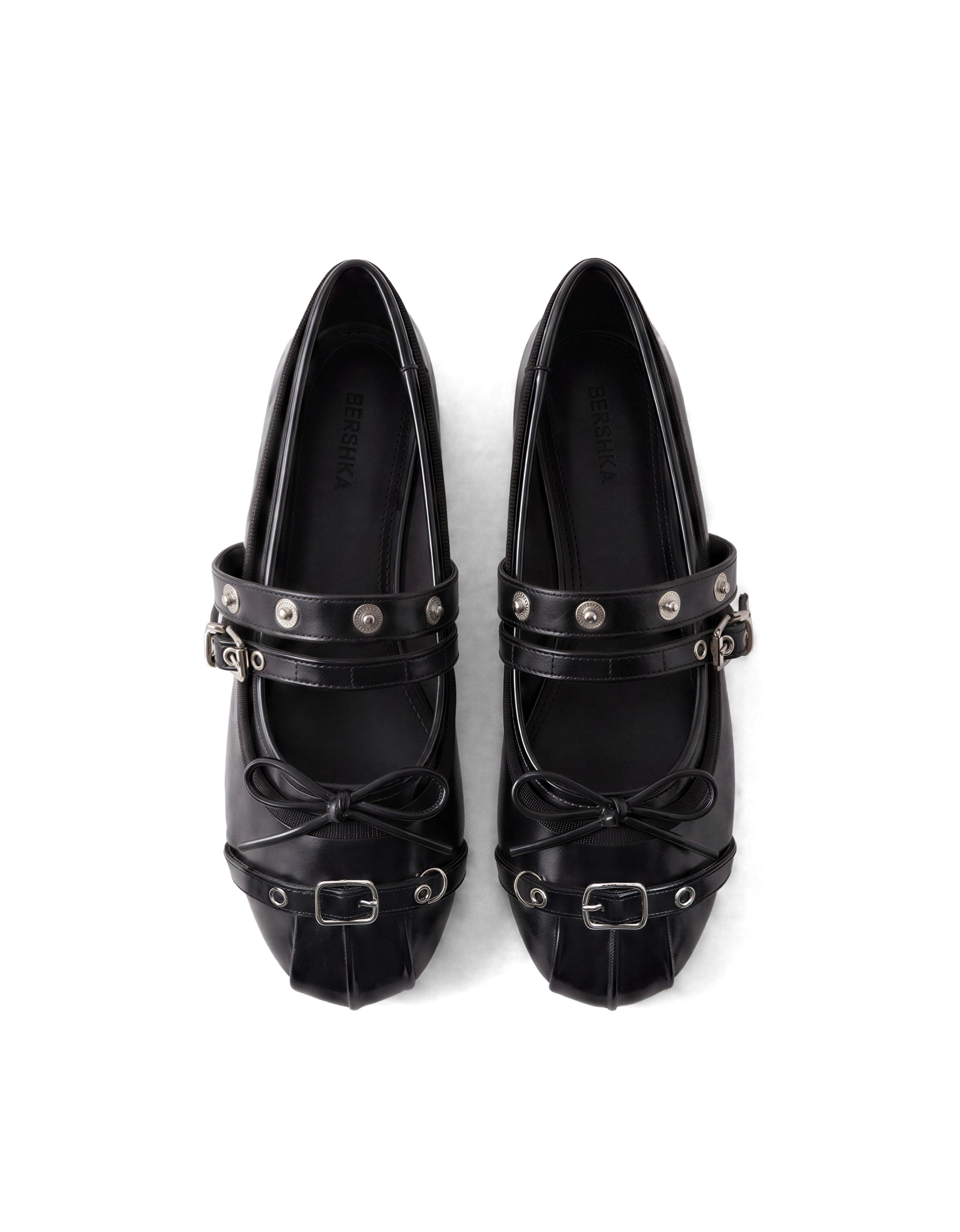 Studded ballet flats — BLACK