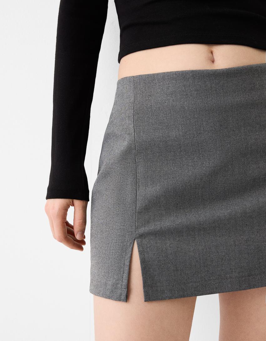تنورة سكورت بقصة محبوكة-رمادي-5