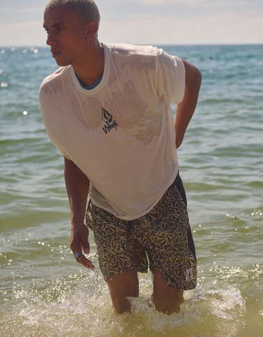 VOLCOM print swim shorts — Brown 3