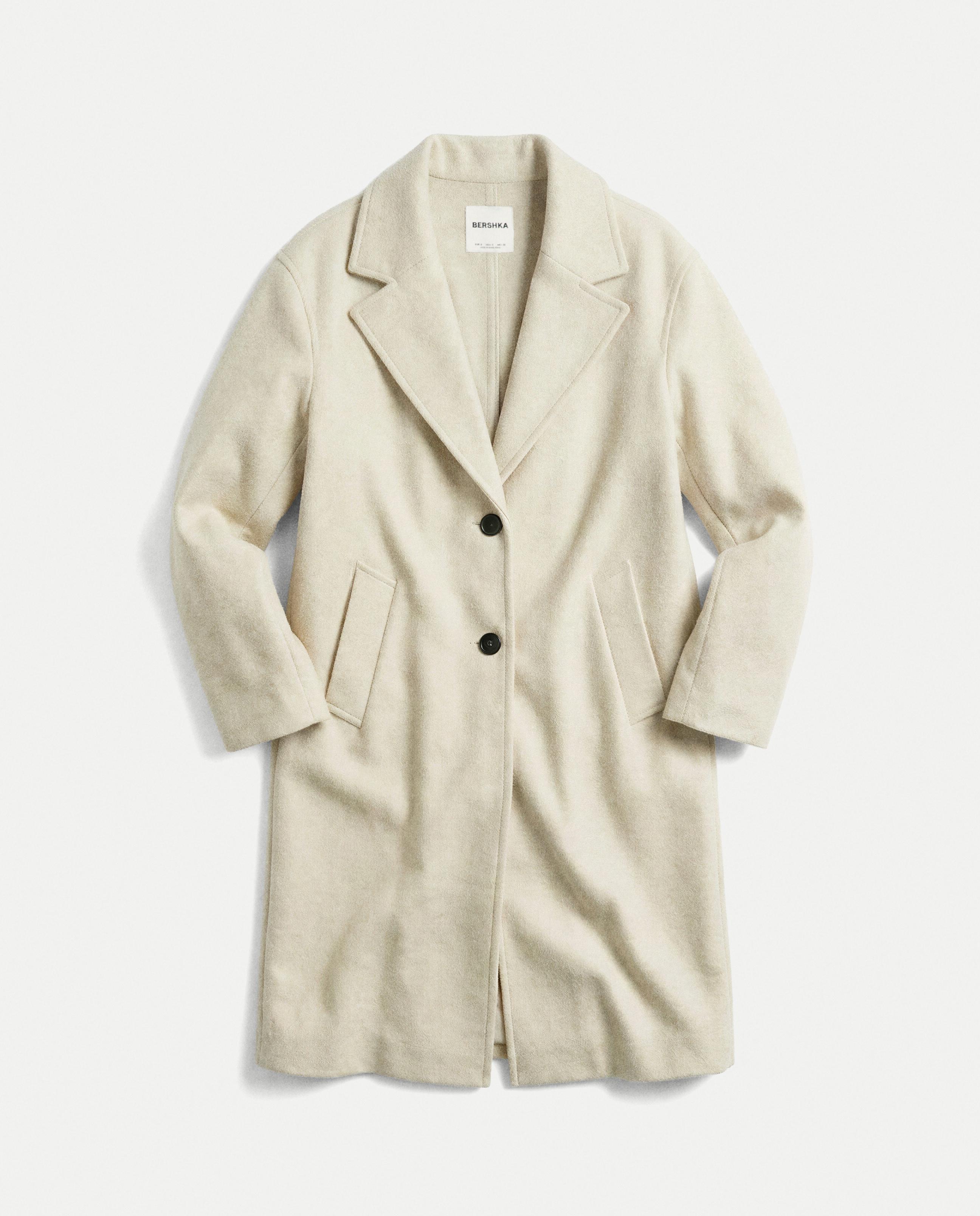 Soft-touch long coat — Sand