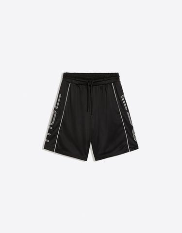 Contrast print mesh Bermuda shorts — Black 5