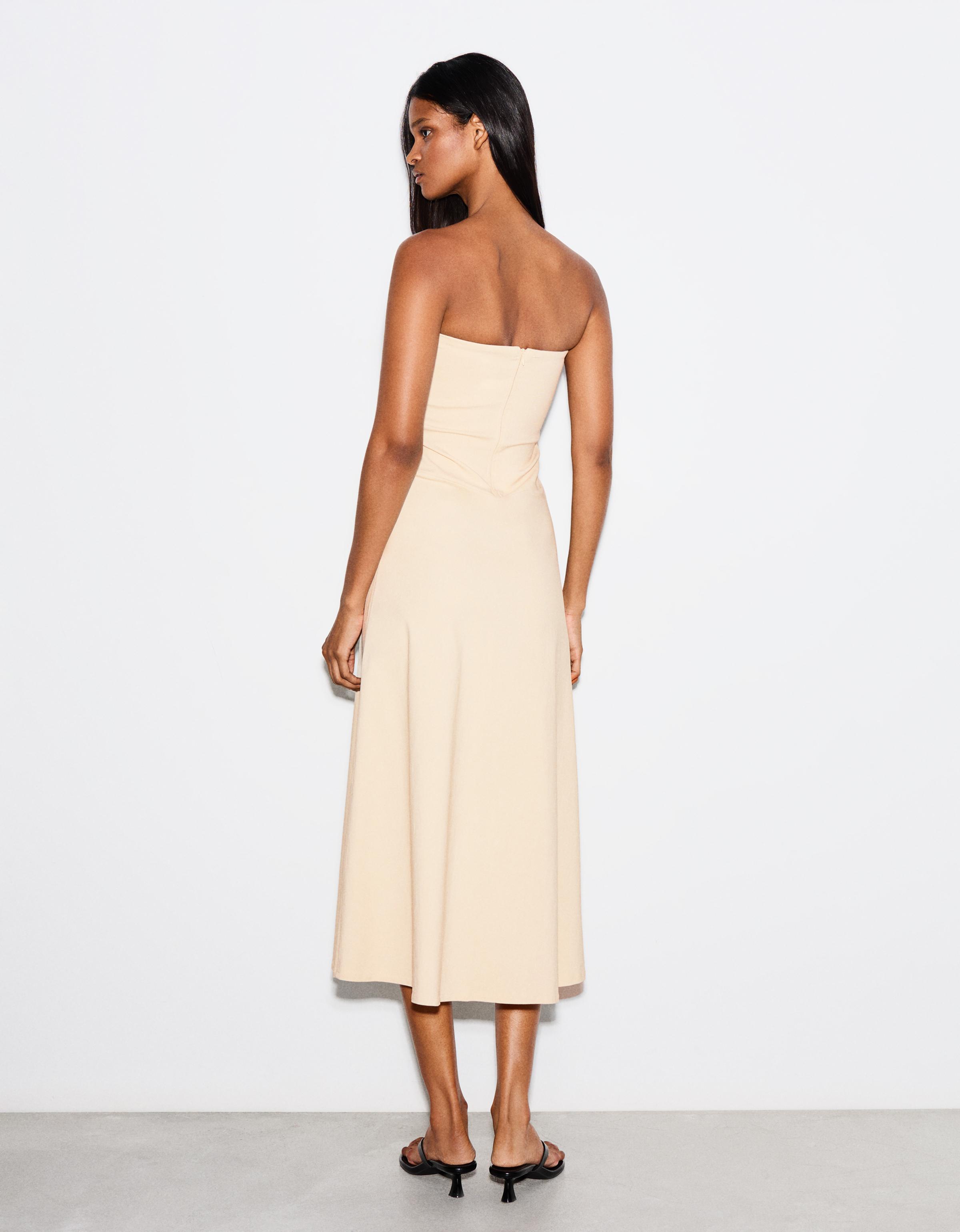 Bandeau midi dress — Sand