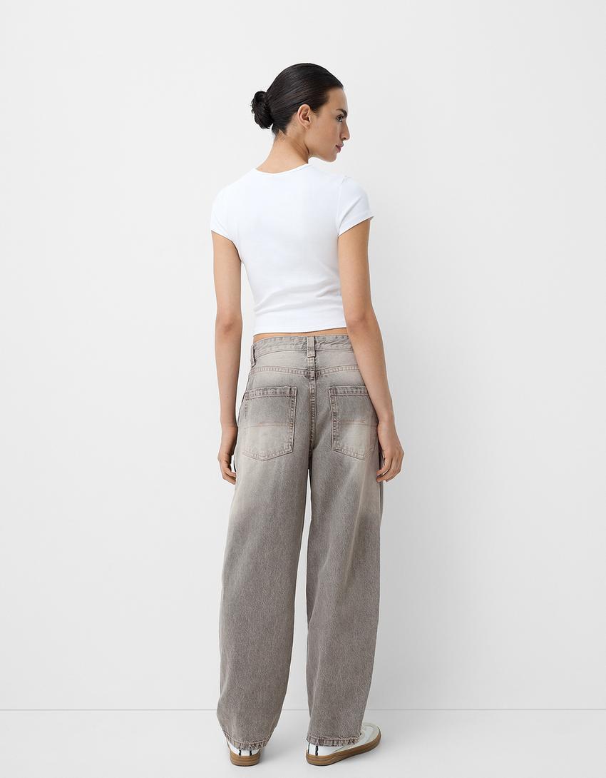 Faded-effect skater fit jeans-Grey