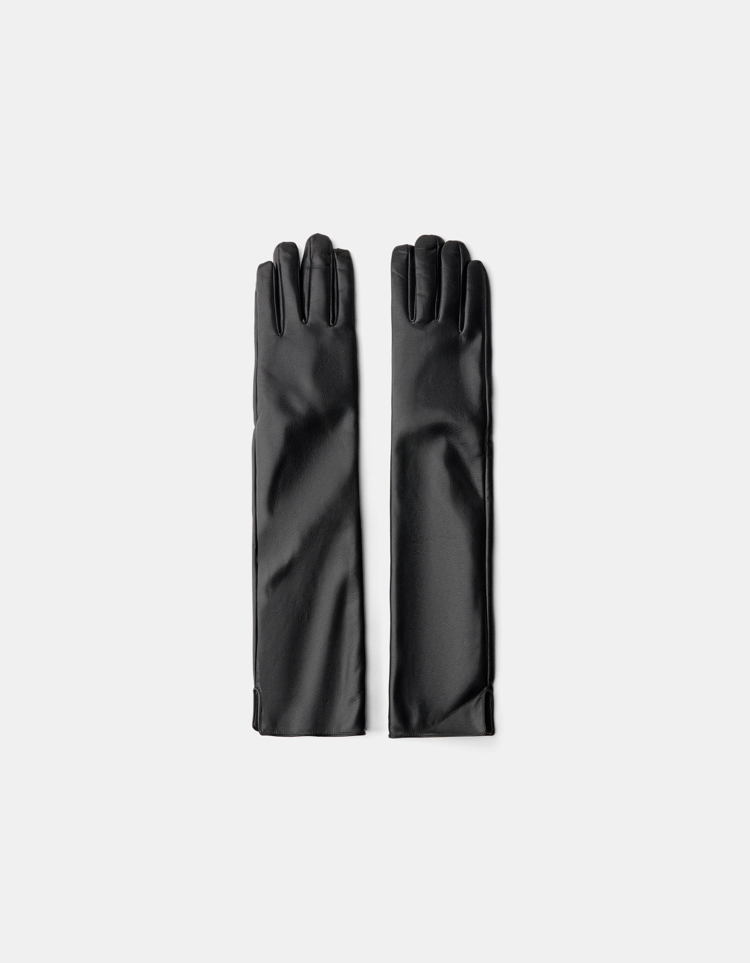 Bershka Lange Handschuhe Aus Kunstleder Damen Schwarz