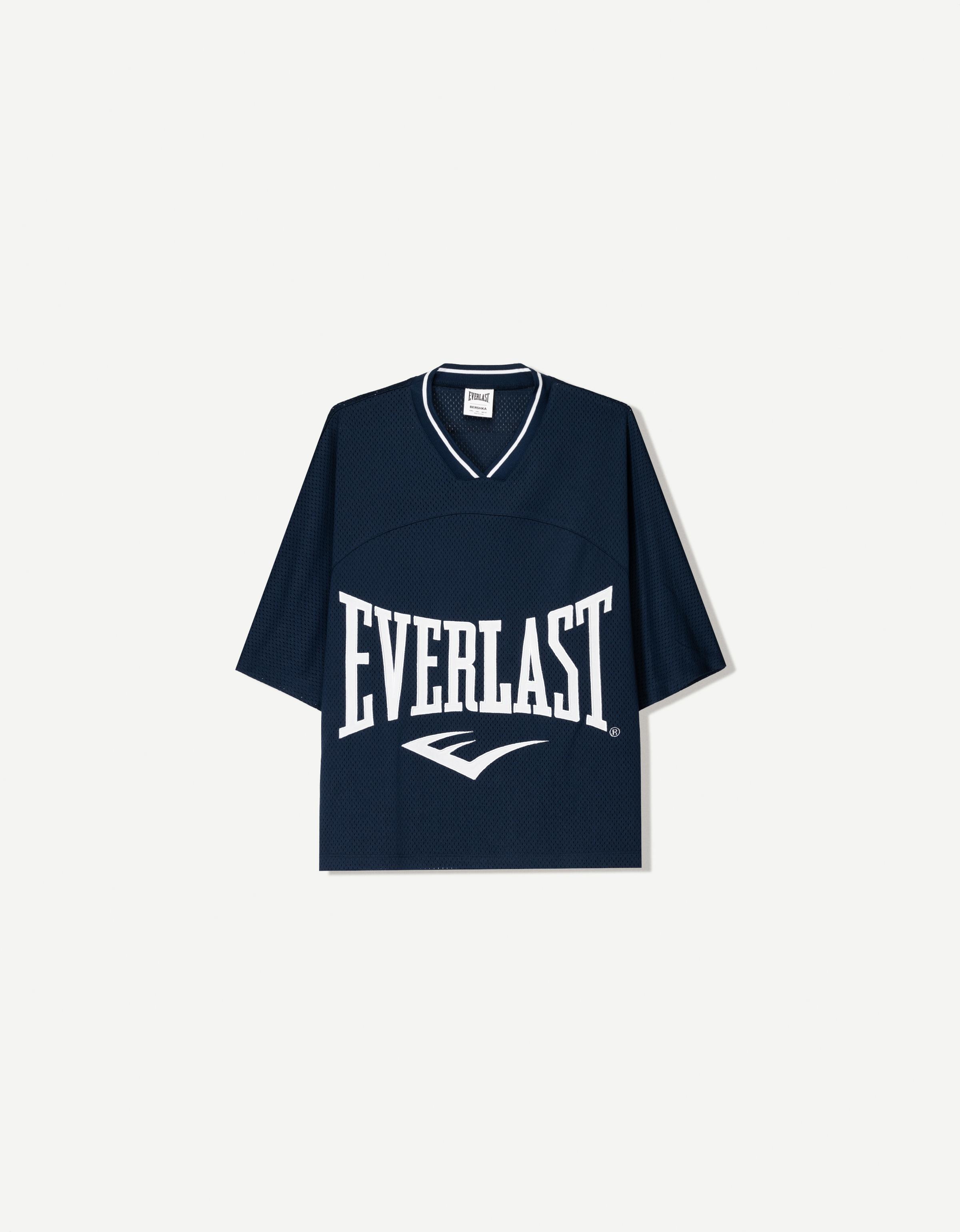 Bershka T-Shirt Everlast Aus Mesh Mit Kurzen Ärmeln Herren L Blau