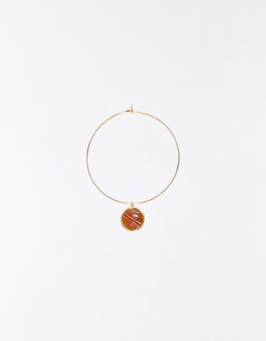 Stone pendant necklace-Gold