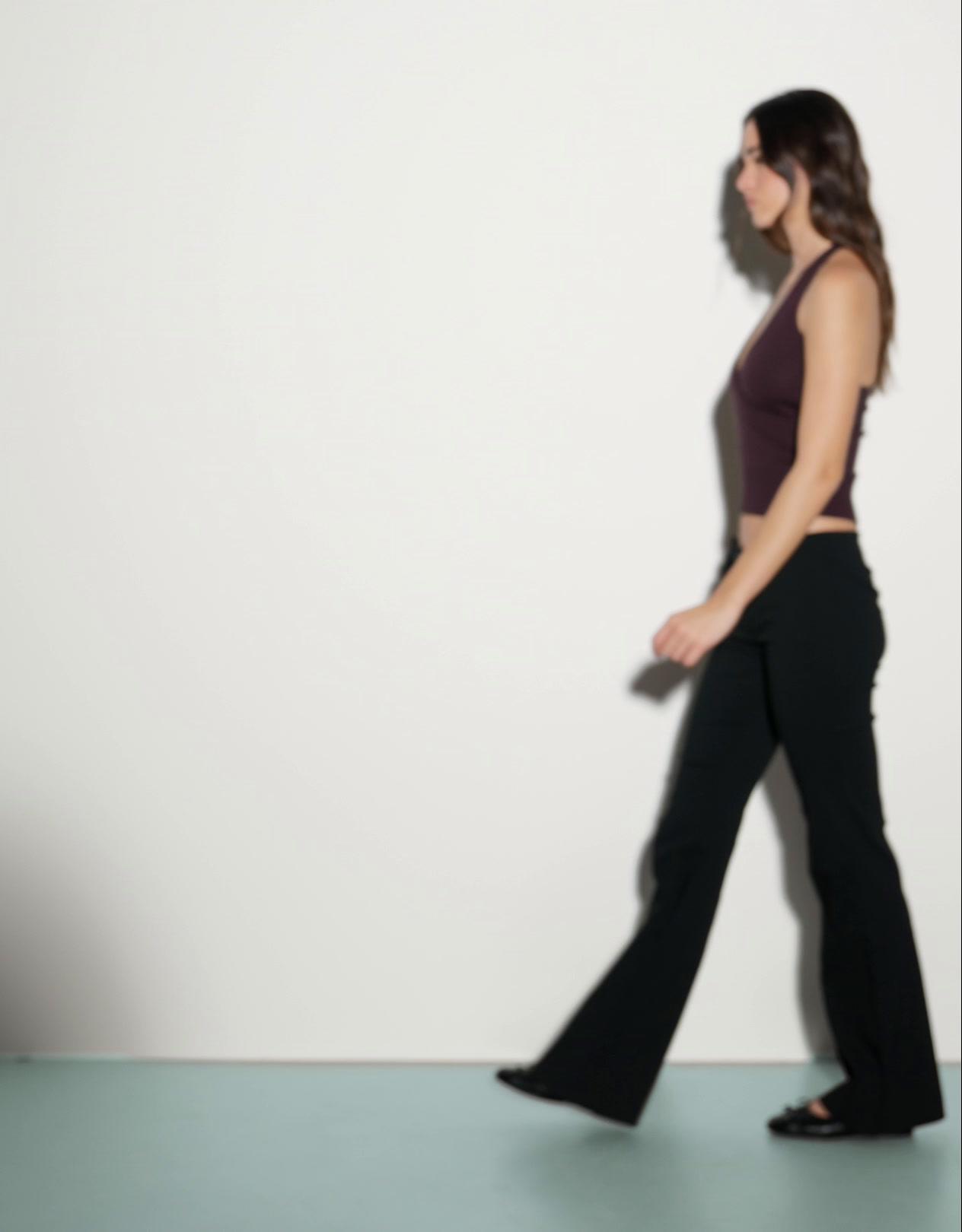 Düşük bel flare fit pantolon - Görsel 17