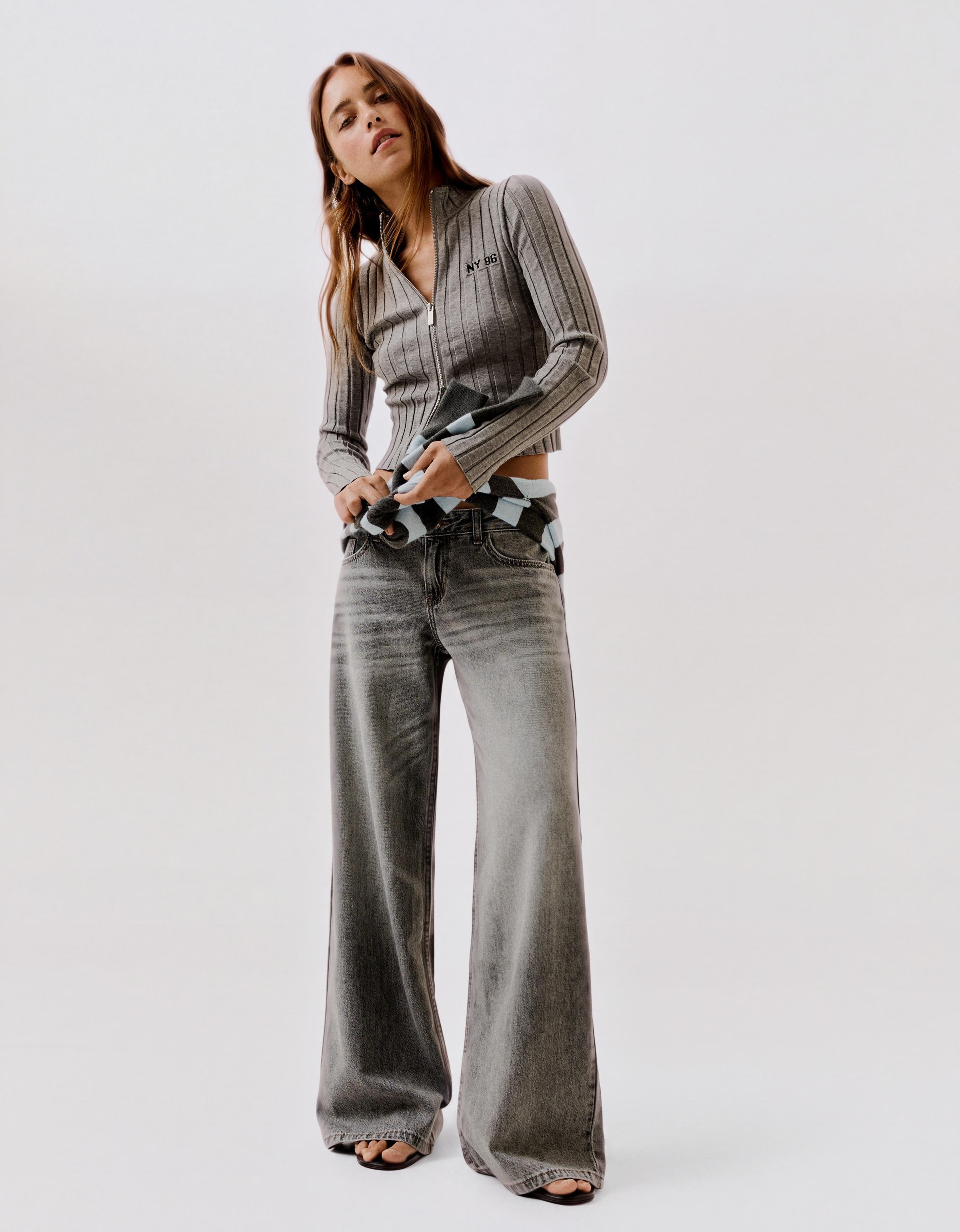 Low-rise wide-leg jeans — Grey