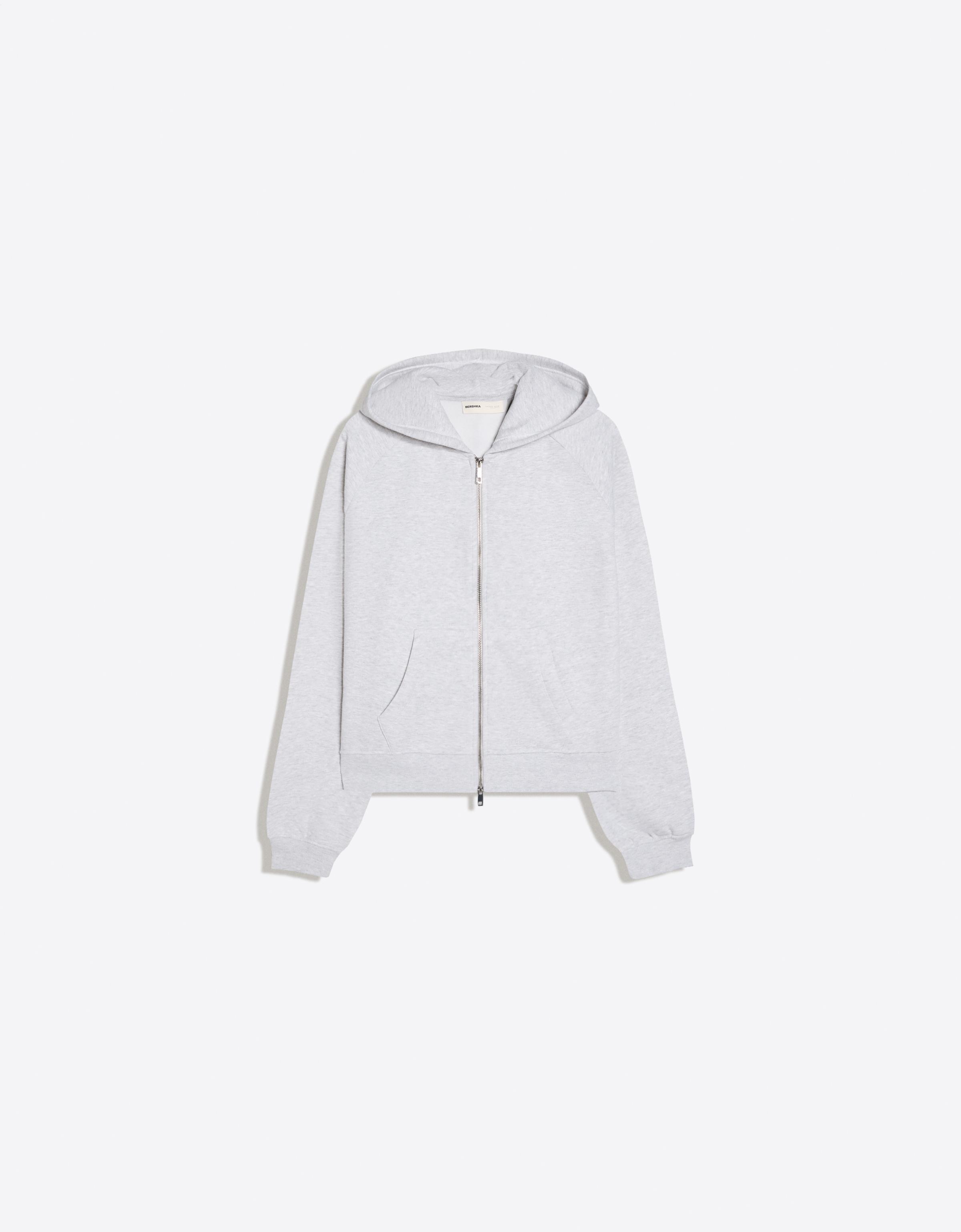 Zip-up plush hooded jacket — Grey