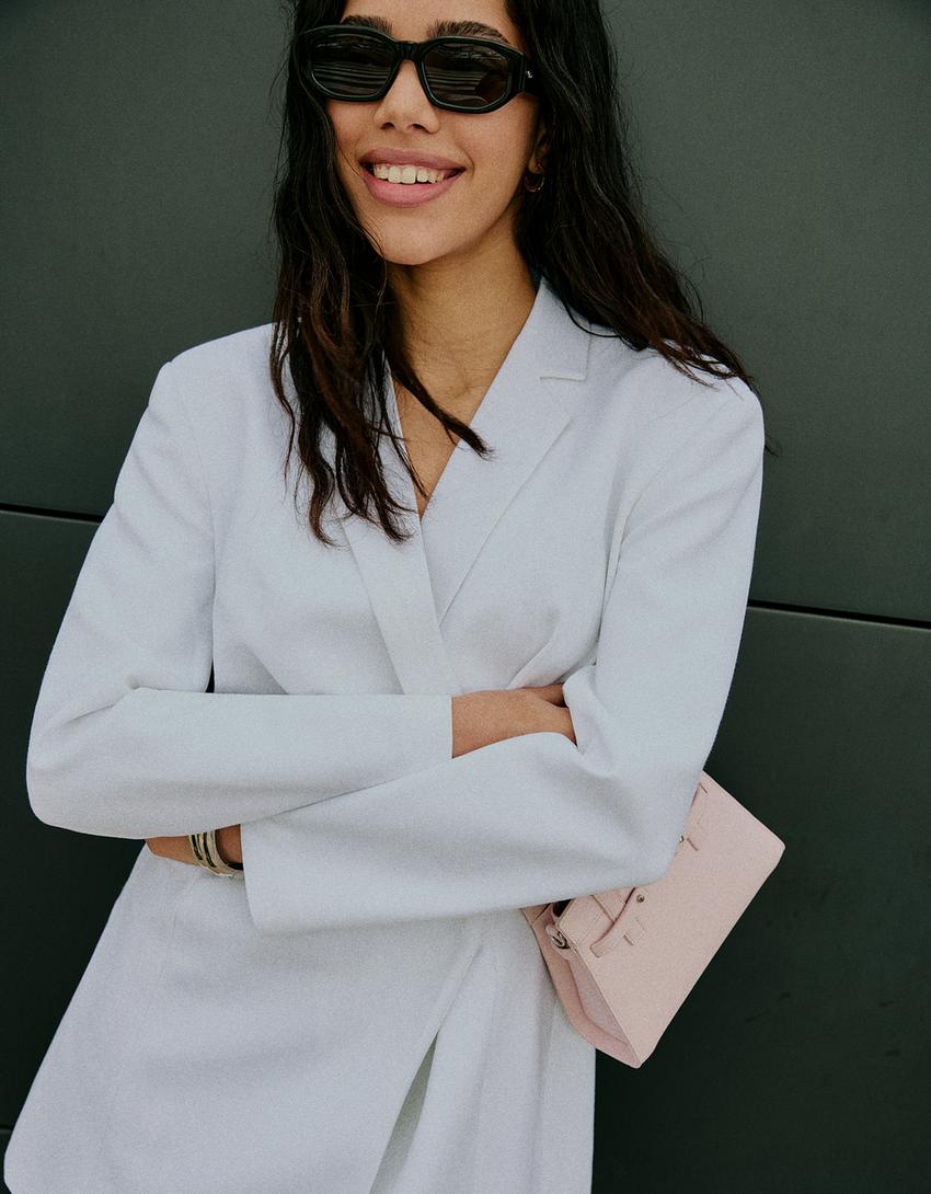 Blazer dress-White-1