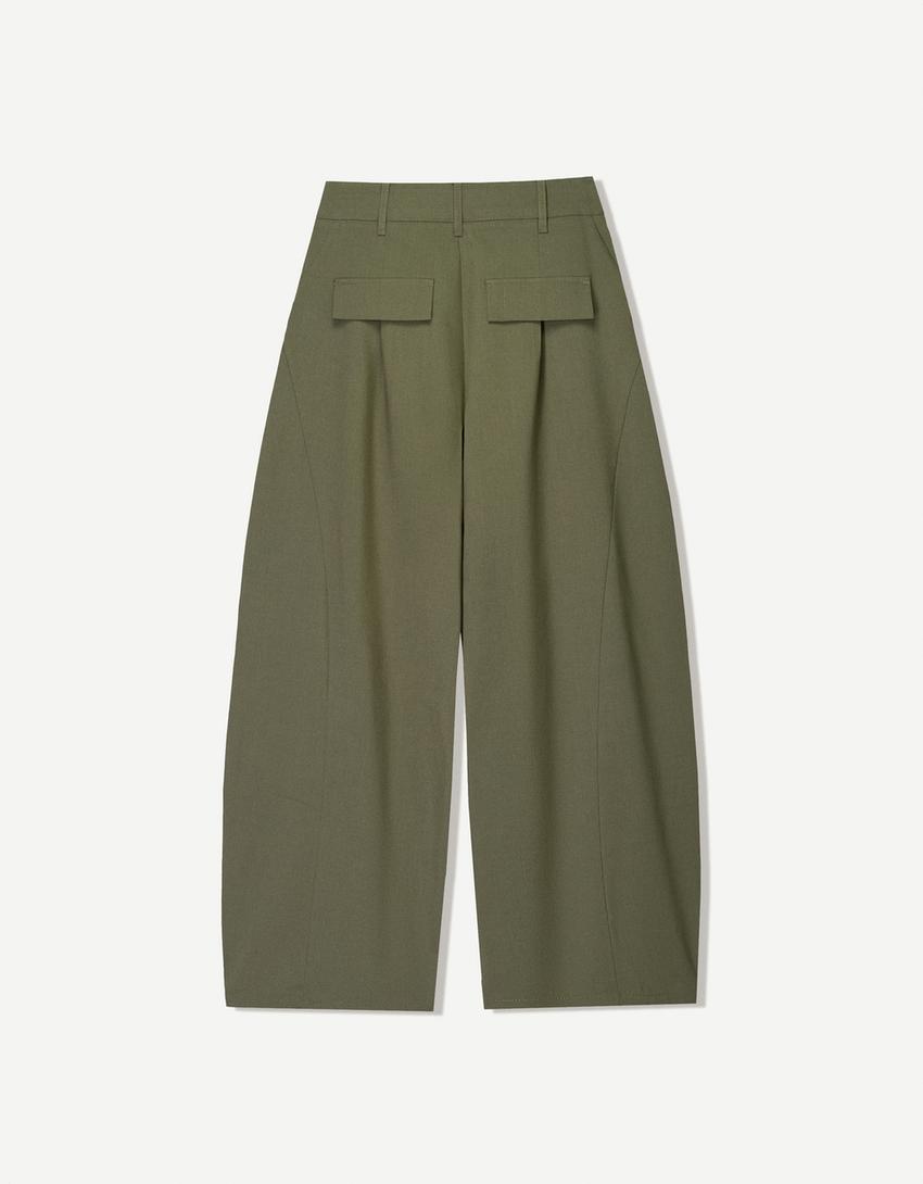 Spodnie baggy parachute-Khaki-5