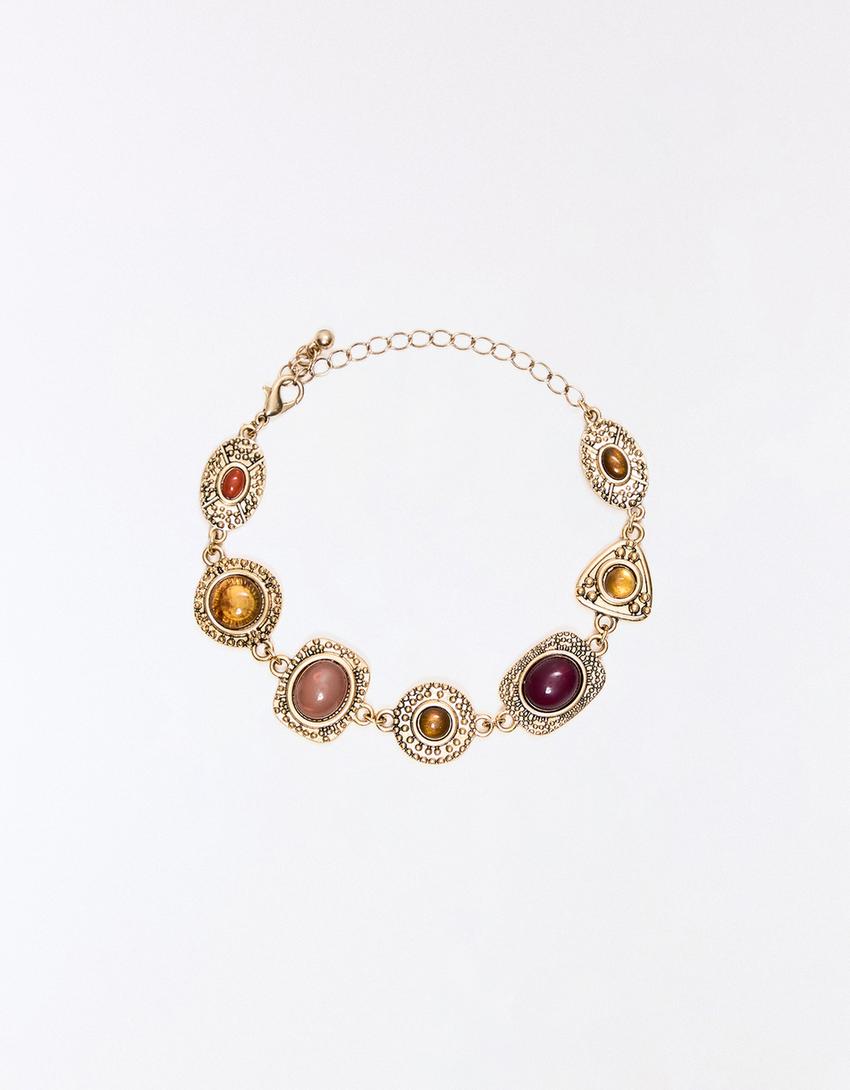 Stone chain bracelet-Gold