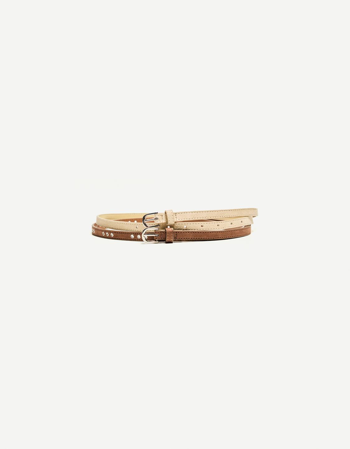 2-pack of faux suede belts with eyelets