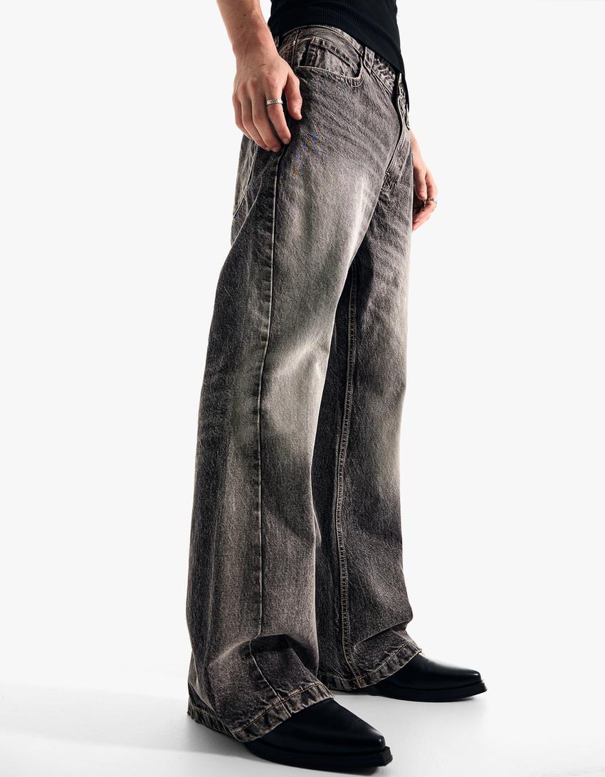 Baggy flared jeans-Dark grey