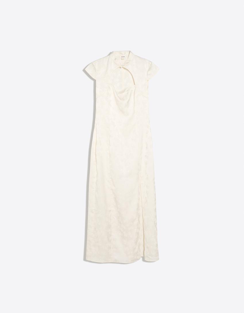 Midikleid aus Satin-Jacquard-Weiss