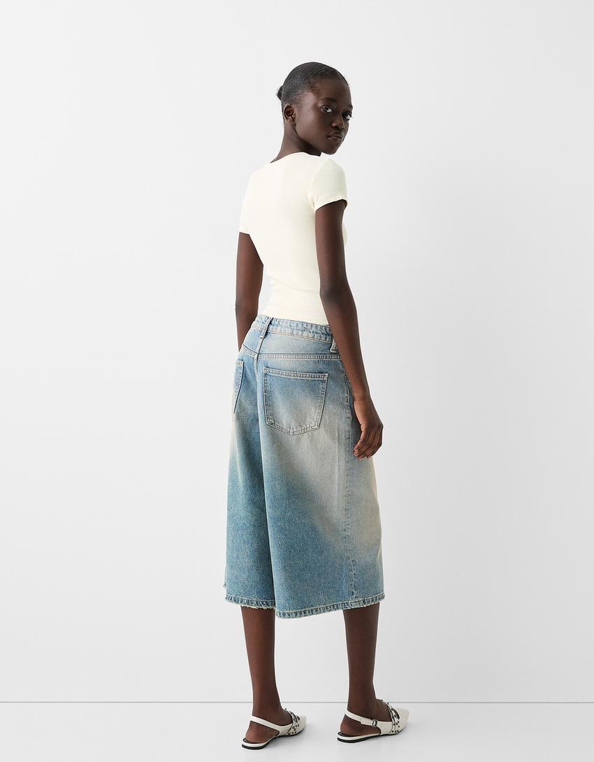 T-shirt de manga curta decote redondo-Bege-1