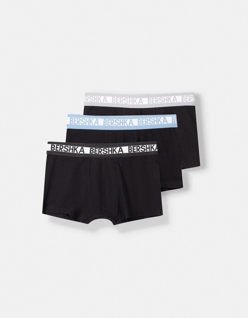 Pack 3 boxers cintura larga estampado-Preto