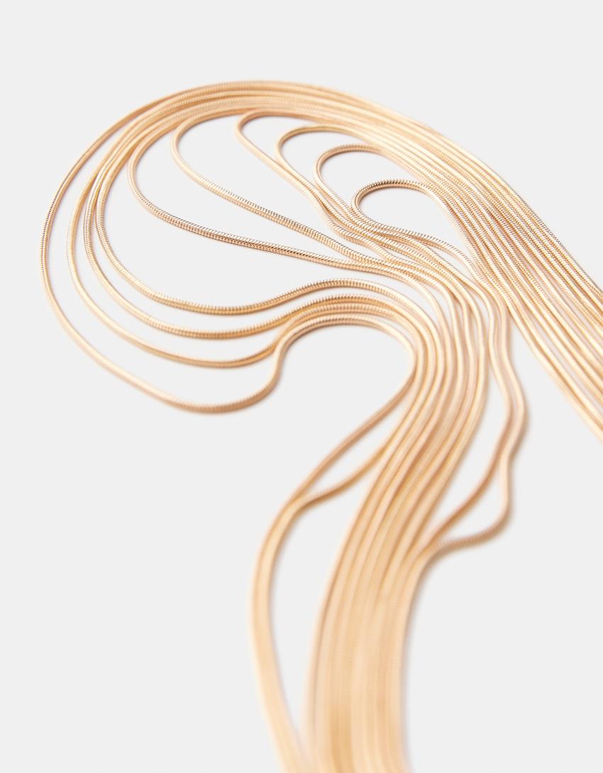 Long multi-strand necklace-Gold-2