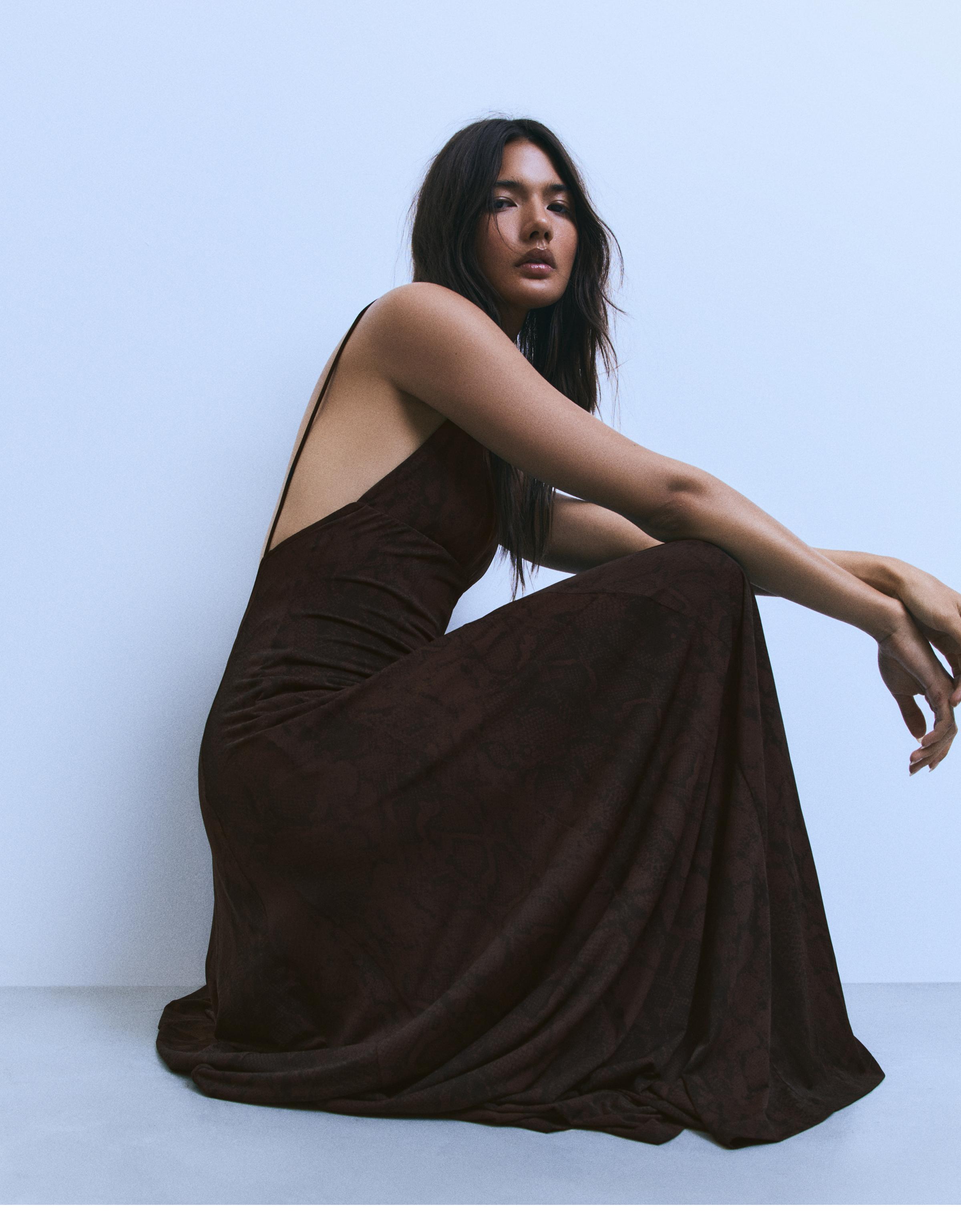 Long strappy dress — Brown
