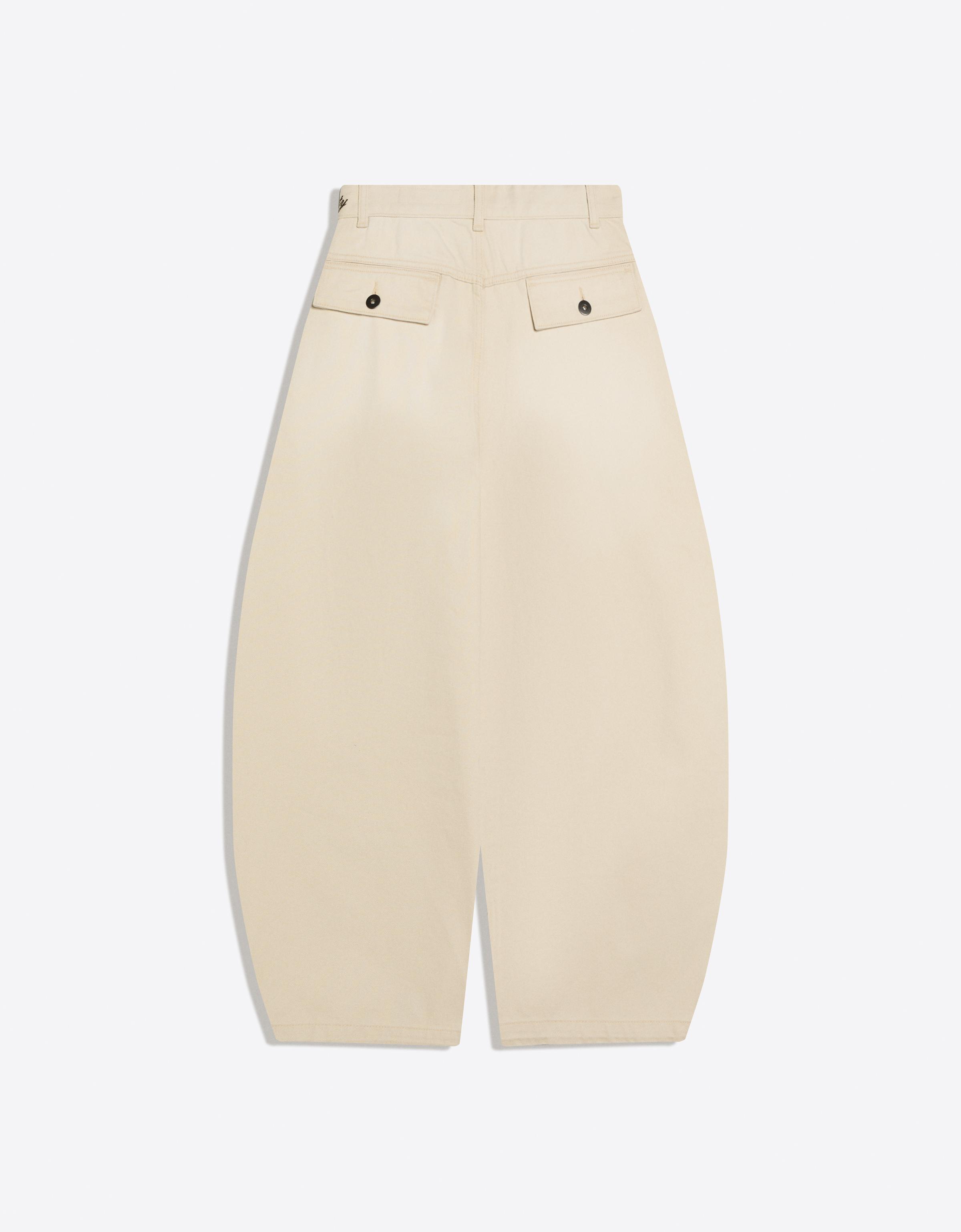 Embroidered crossover barrel trousers — Sand