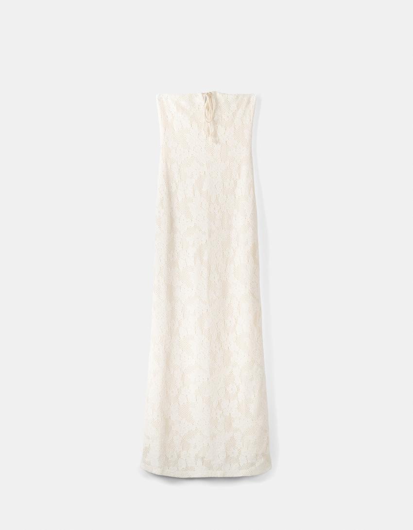 Rustic bandeau midi dress-Cream-4