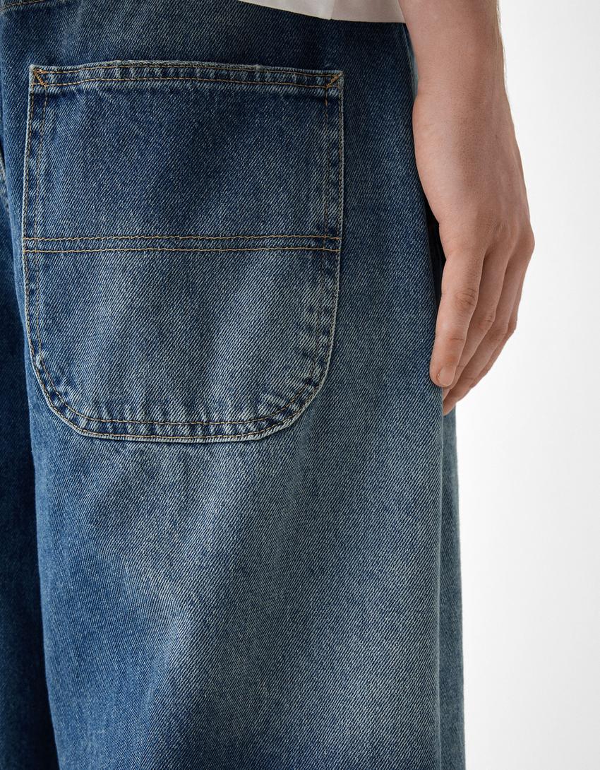 Jeans skater fit efeito lavado-Azul-5