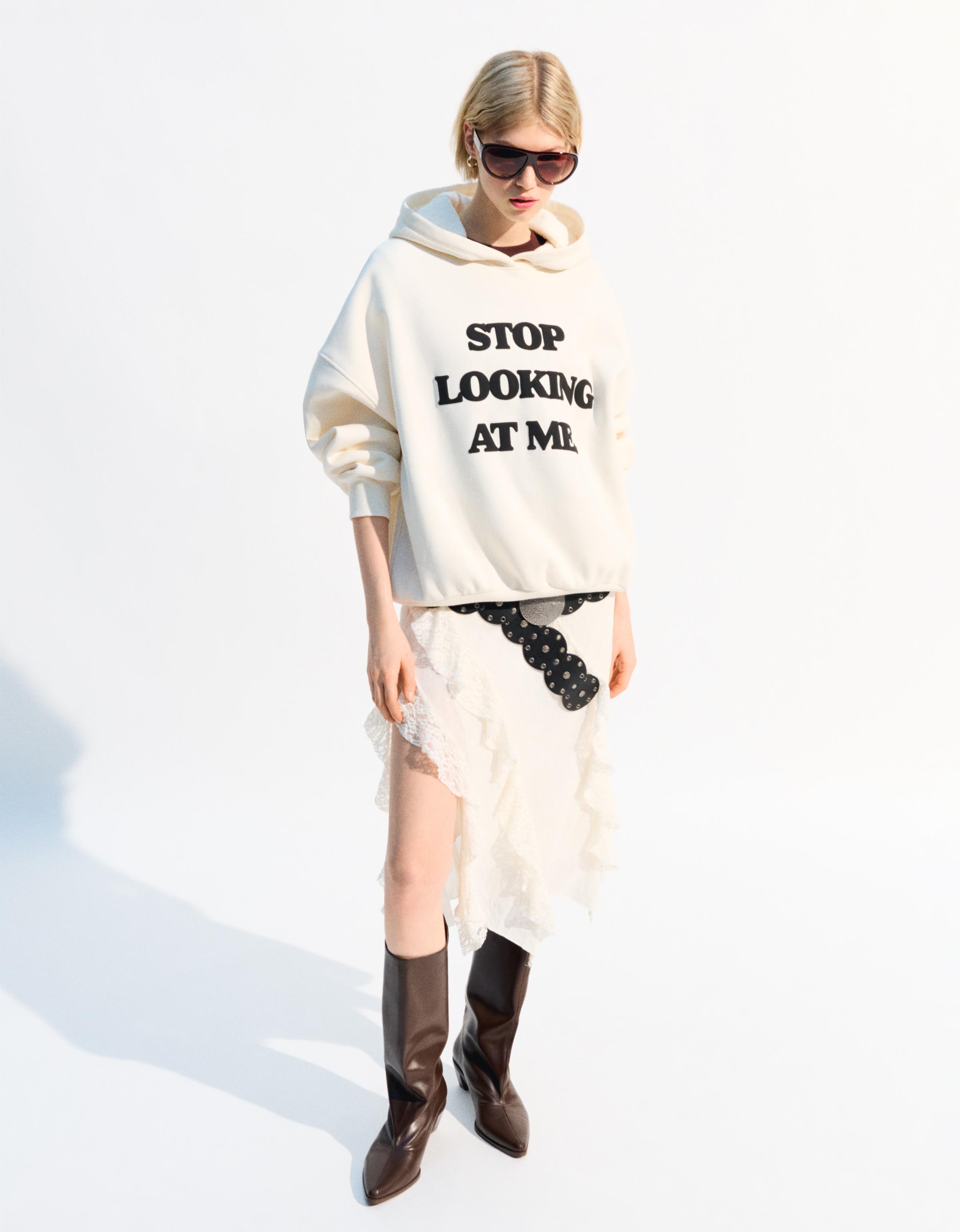 Printed hoodie - Women | Bershka