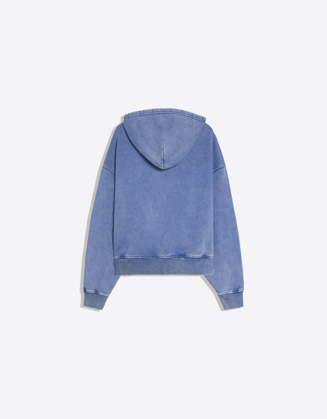 Washed effect print hoodie — Navy