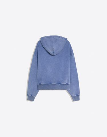 Washed effect print hoodie — Navy 6