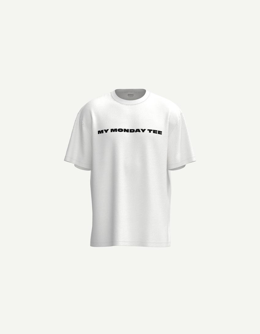 T-shirt manga curta estampada-Branco