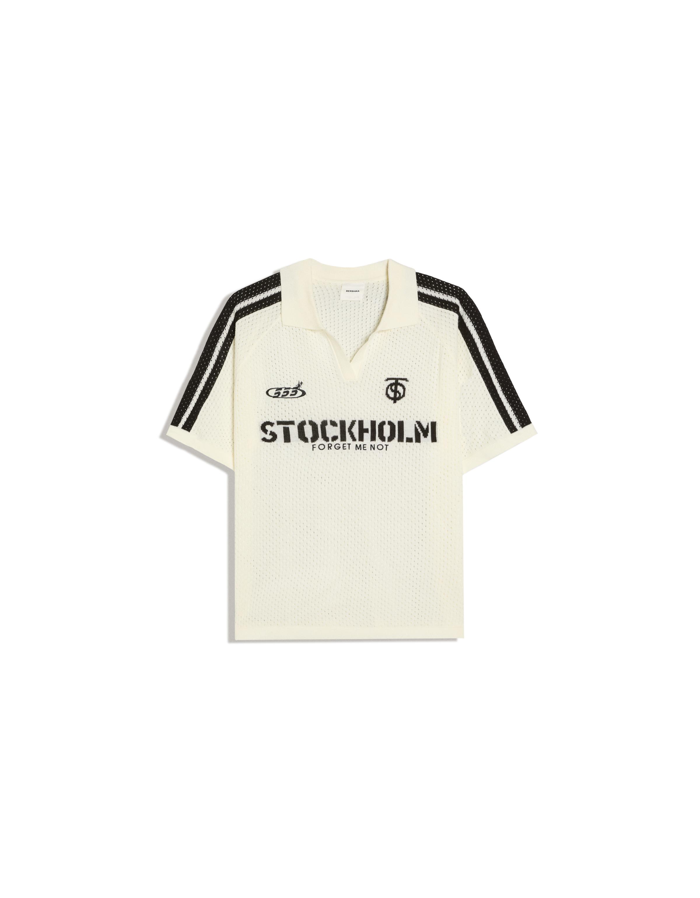 Retrosport print mesh polo — Off white