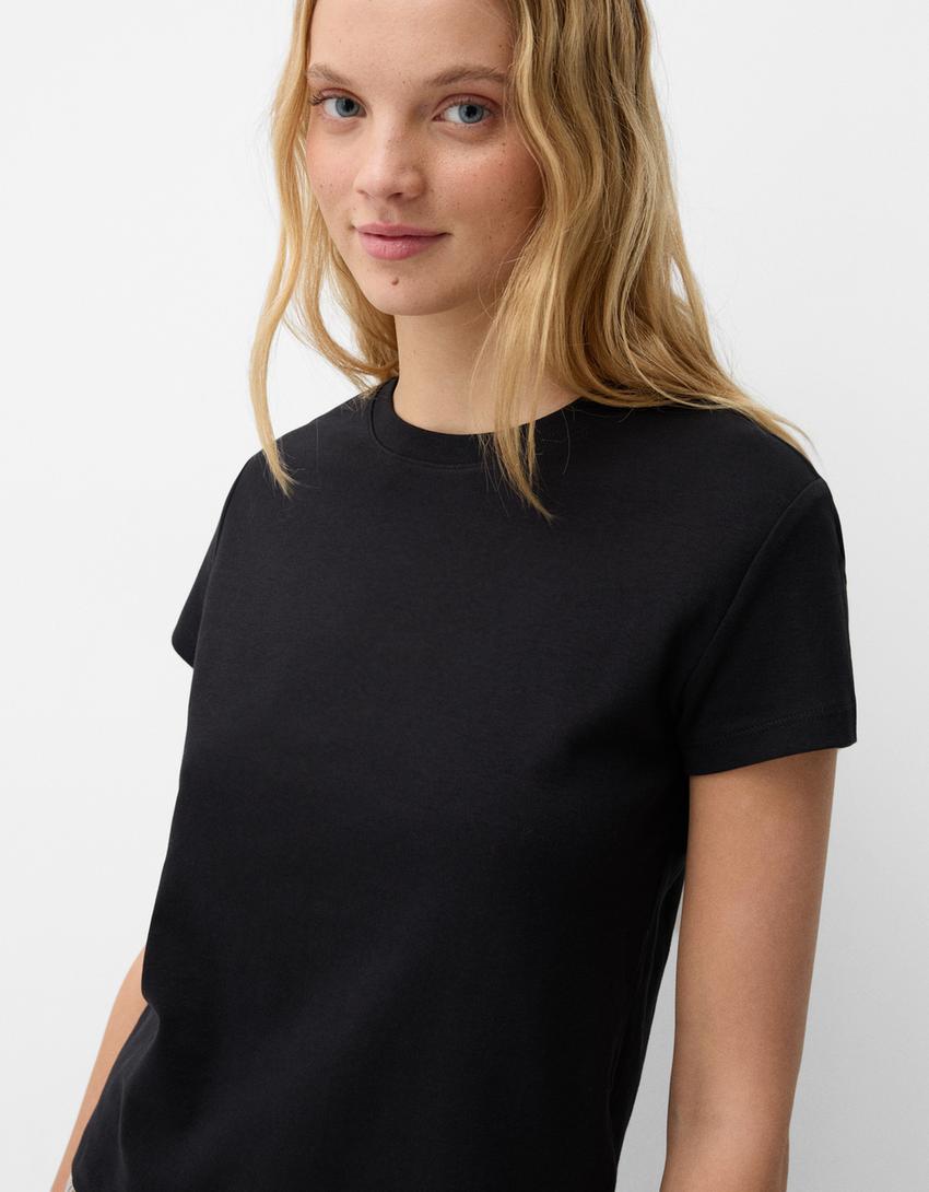 Camiseta manga corta heavy cotton-Negro