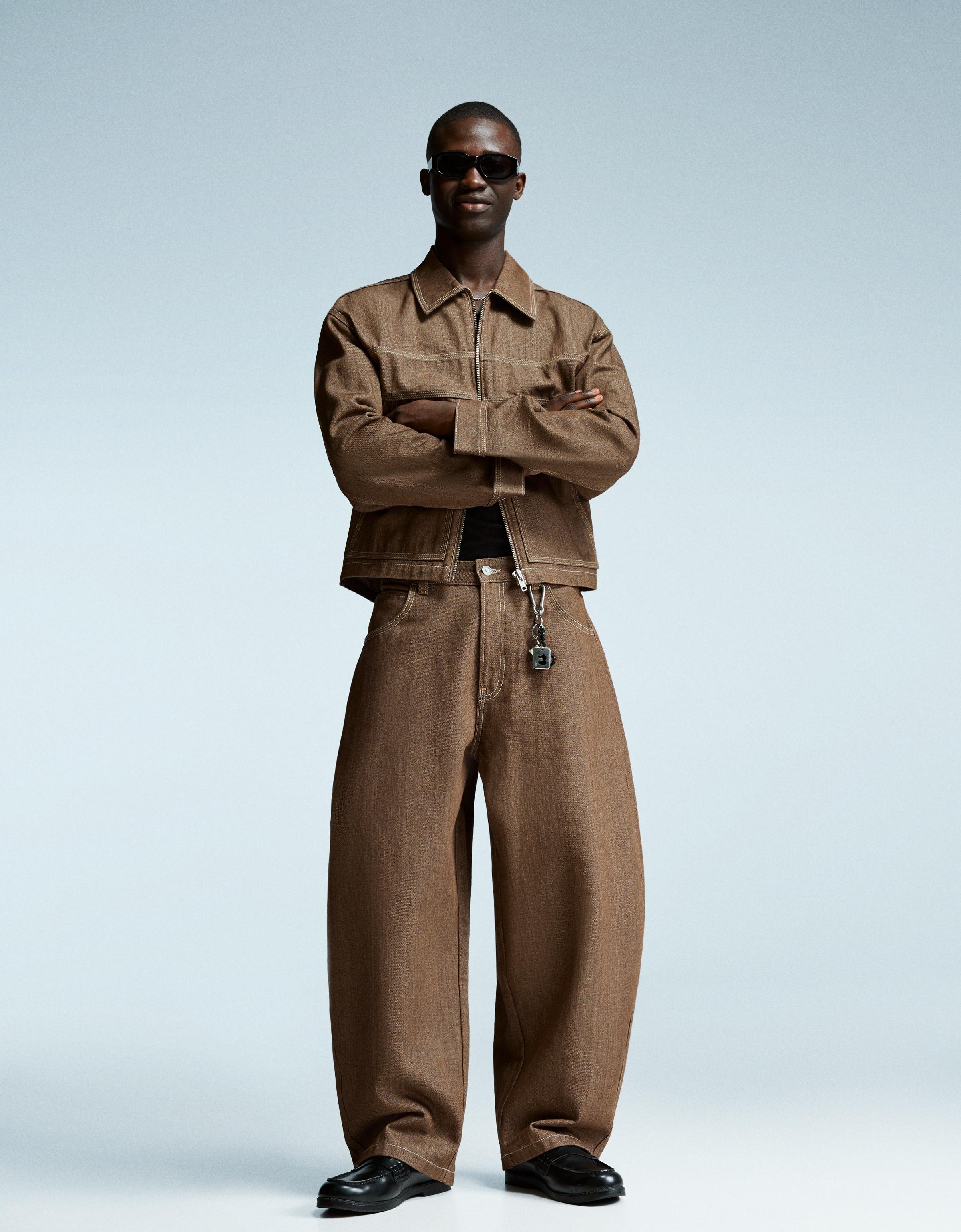 Bershka Super Balloon Jeans Herren 42 Braun