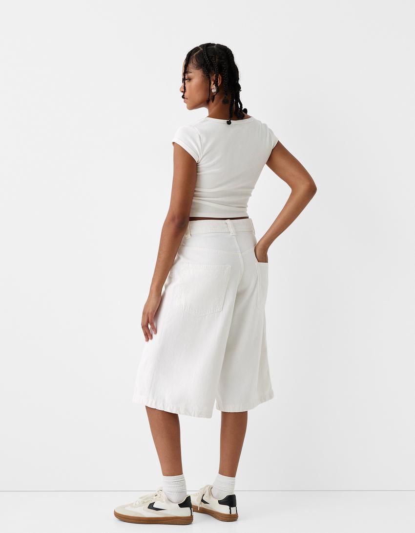 Jort bermuda baggy serge-Blanc cassé-2