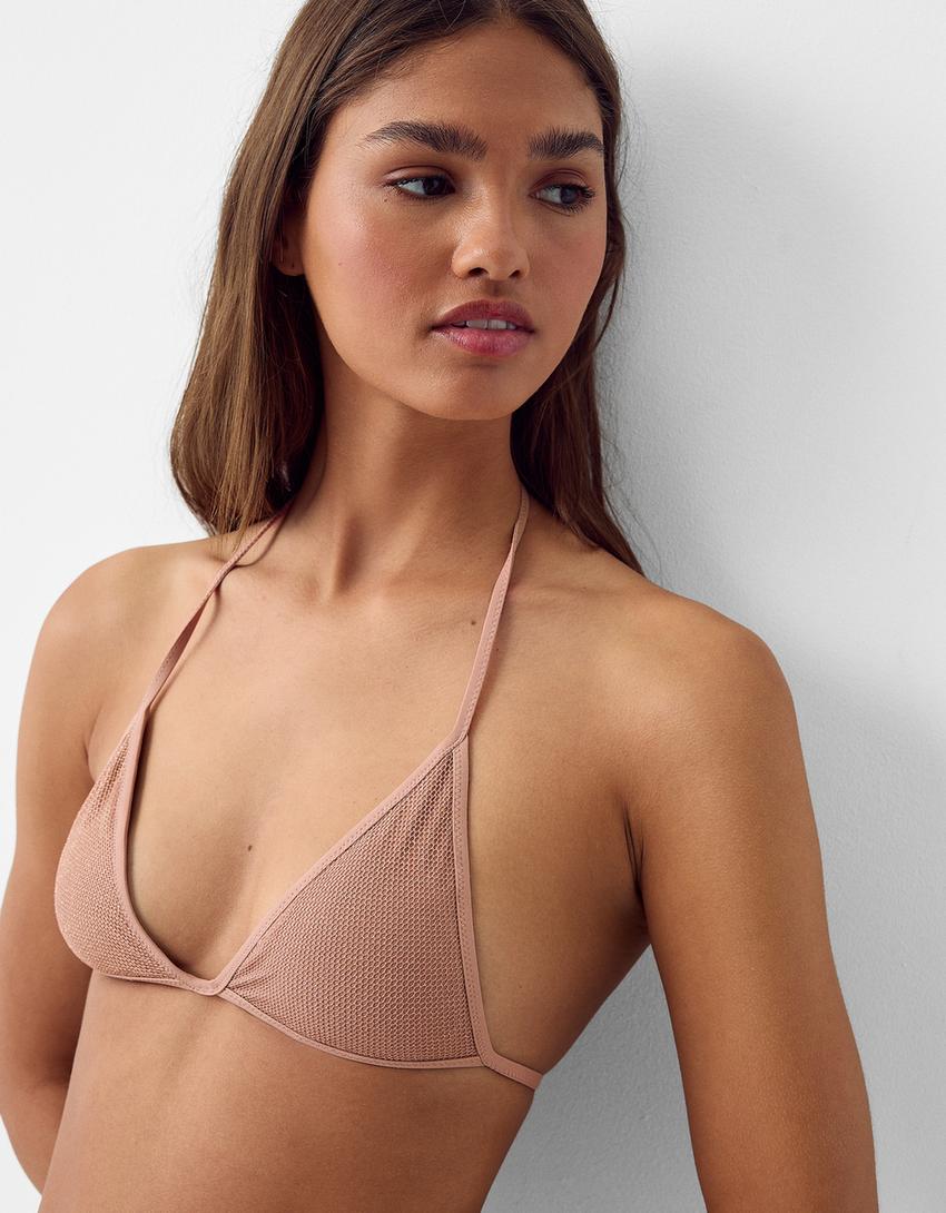 قطعة بكيني علوية بخيط معدني-زهري-5