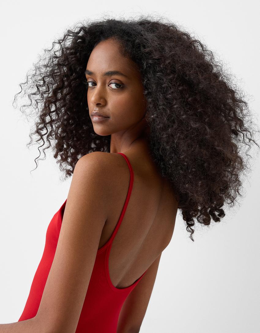 Mini-robe col ras du cou-Rouge-2