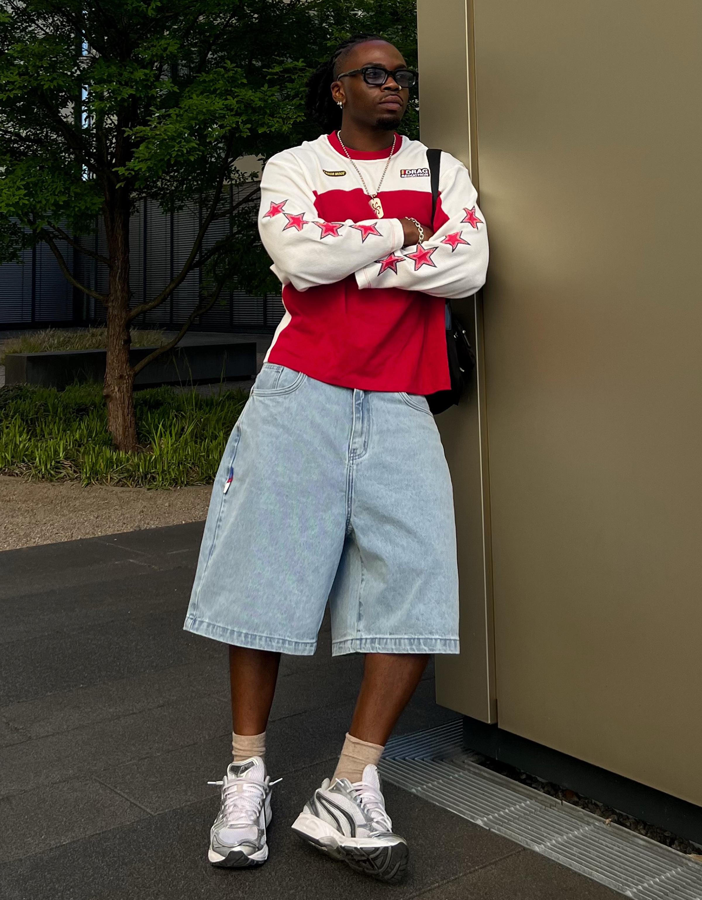 Skater denim Bermuda shorts — Light blue