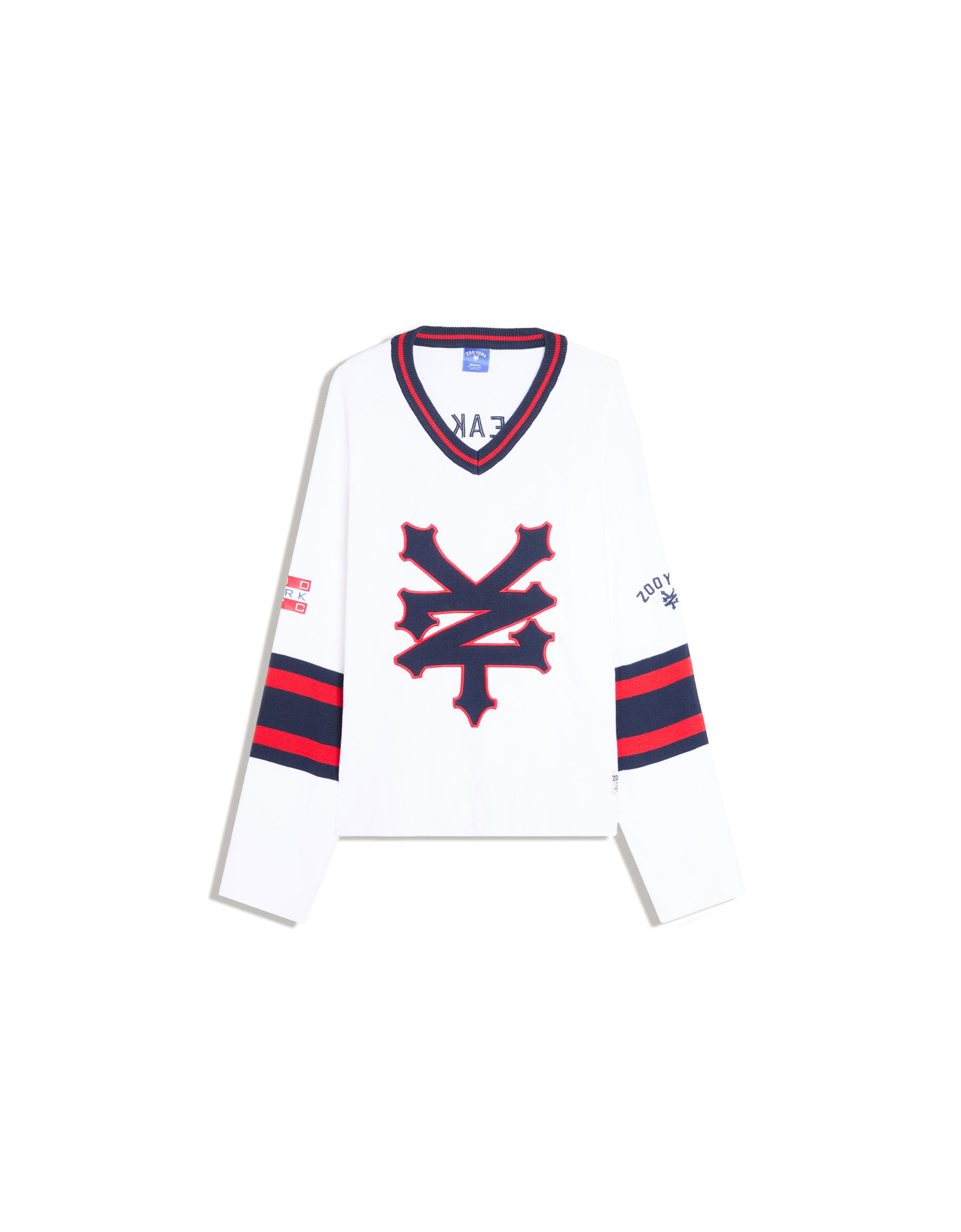 ZOO YORK embroidered V-neck jumper — Off white