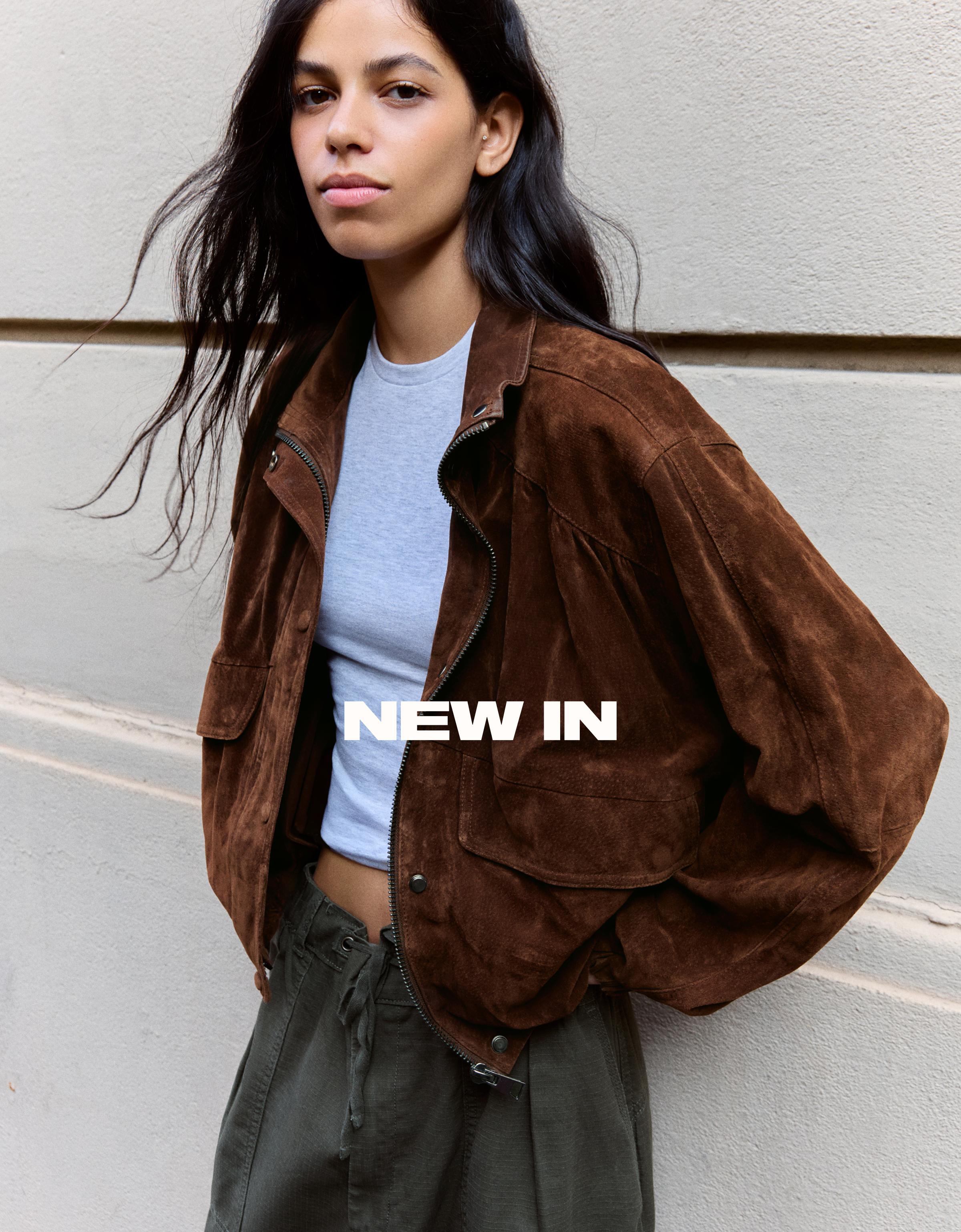 Leather jacket with pockets — Brown