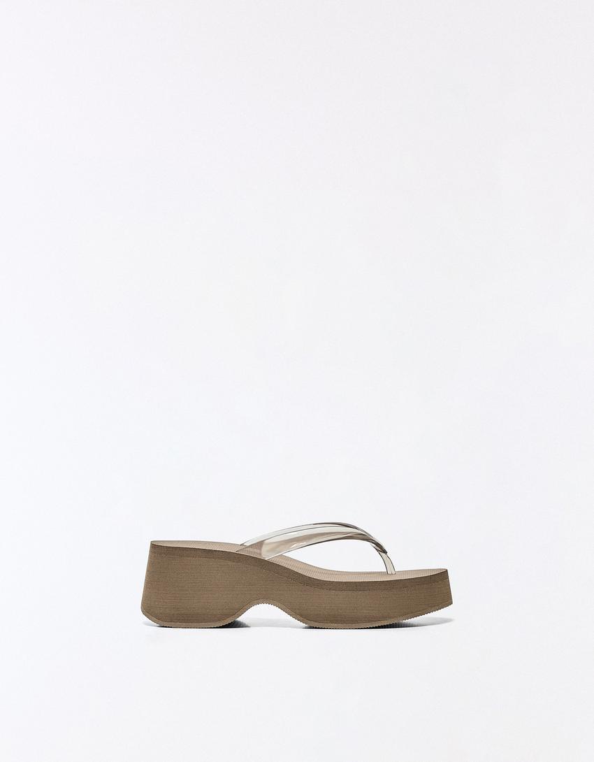 Vinyl thong platform sandals