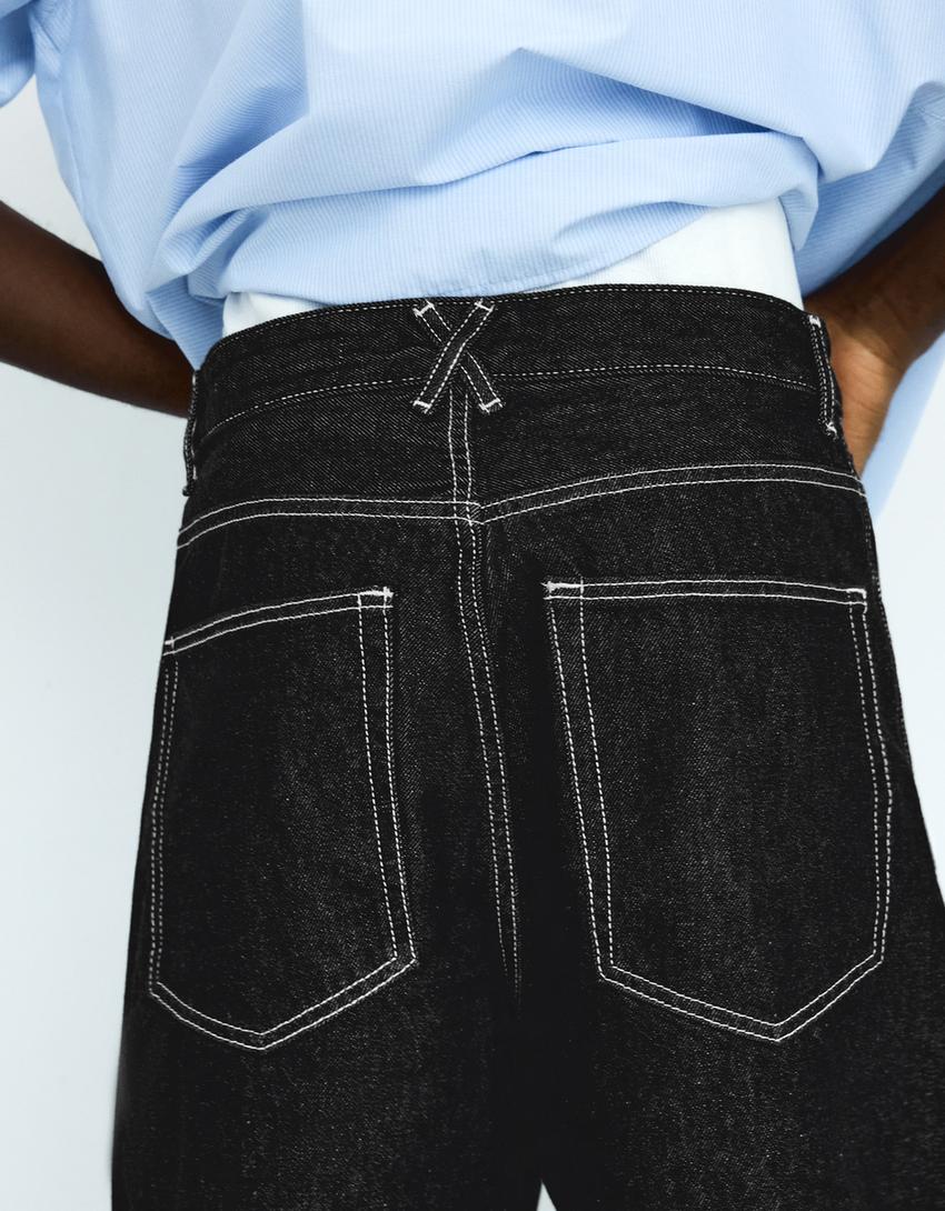 Denim Bermuda shorts-Black