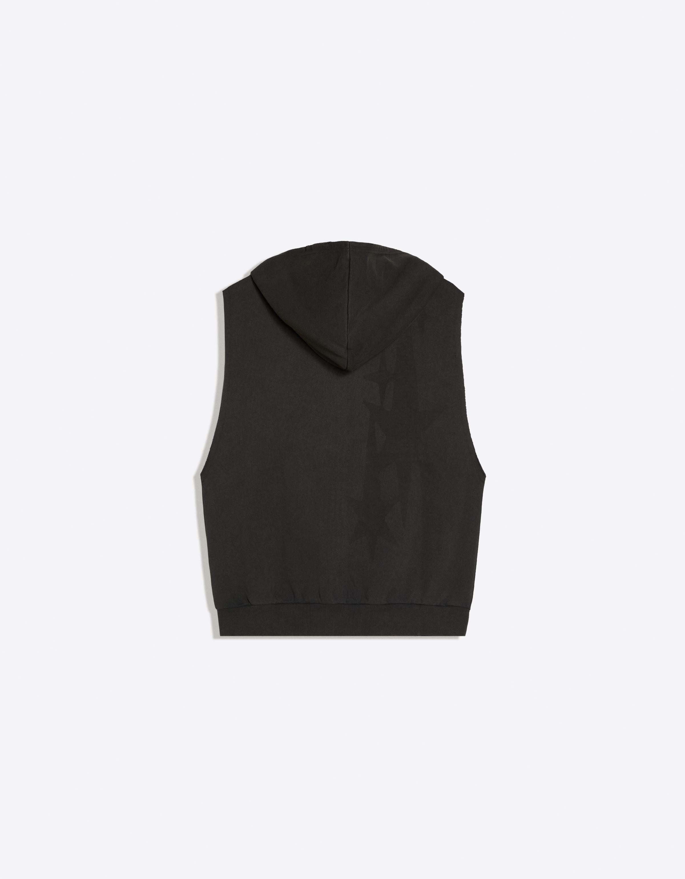 Hooded zip-up waistcoat with washed effect — Grey