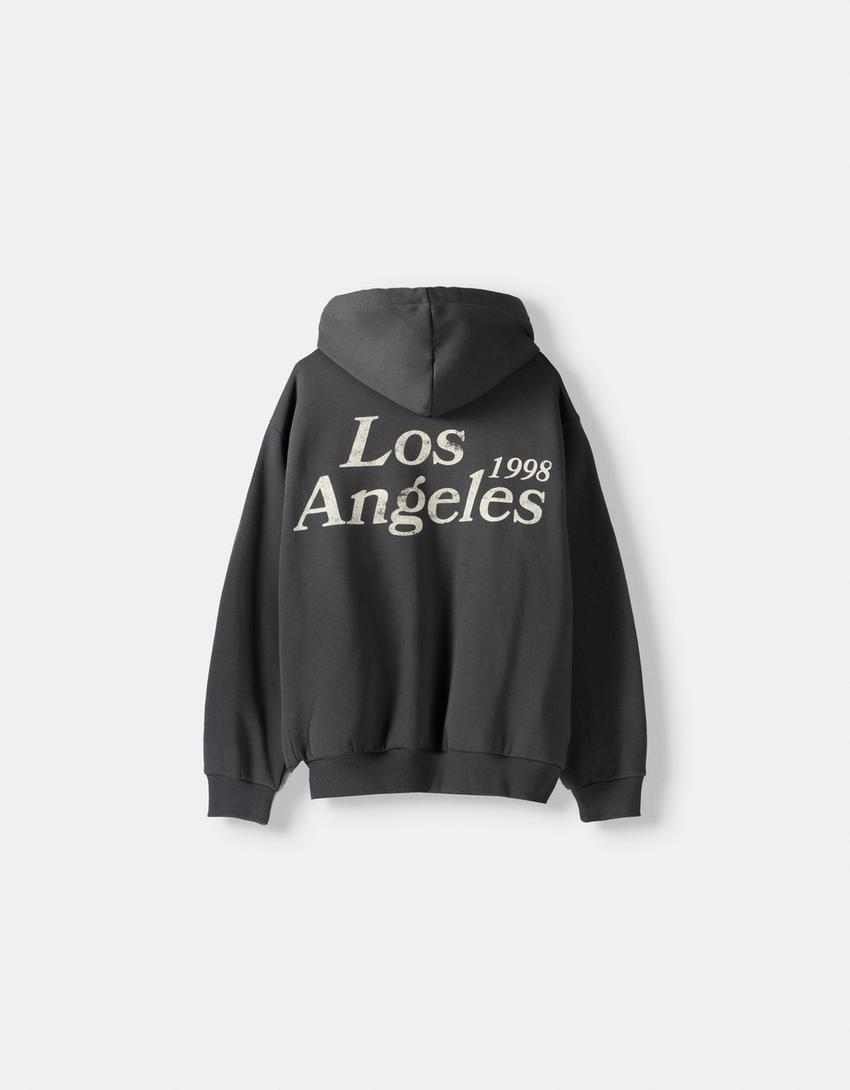 Sweat capuche imprimé-Gris-5