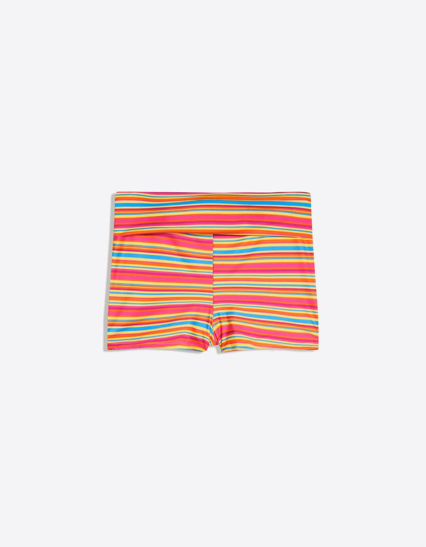 Culotte de bikini rayée-Rose